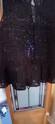 Marks & Spencer Collection Black Lacy Peplum Top Size 14 Unworn - Picture 2 of 6