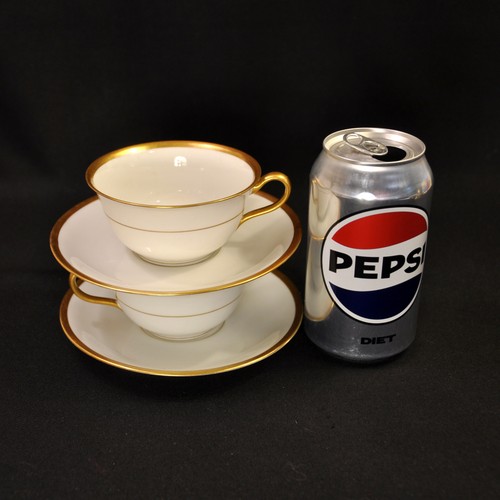 CA Charles Ahrenfeldt Limoges Set of 2 Cups & Saucers 1894-1930 Gold on White - Picture 23 of 23