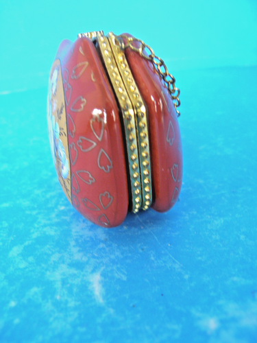 Cartera de porcelana miniatura vintage bolso baratija caja pintada a mano 2,5" - Imagen 6 de 8