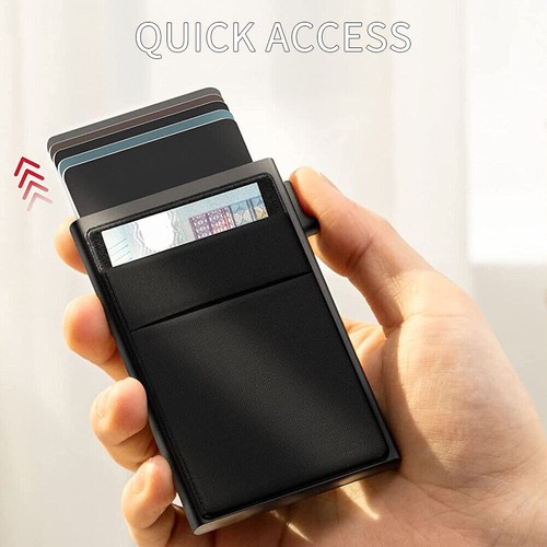 Luxury Credit Card Pop Up Holder Aluminum RFID Blocking Slim Wallet Gift - Picture 8 of 17