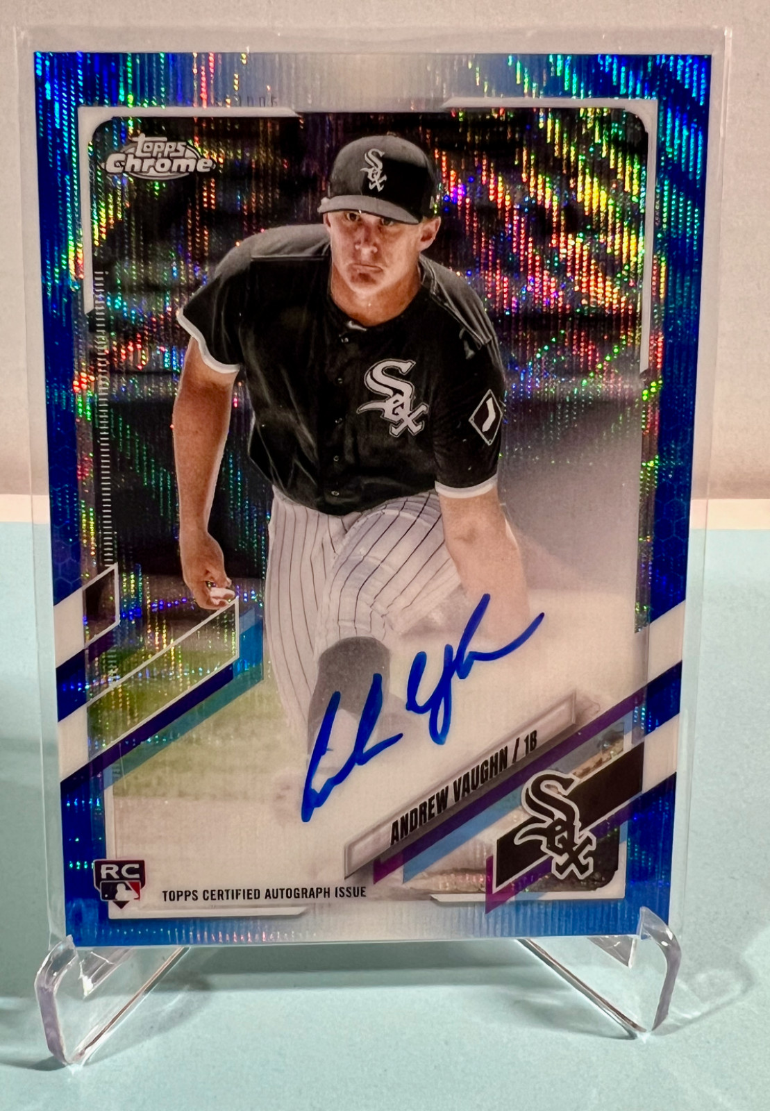 2021 Topps Chrome Andrew Vaughn Blue Wave Refractor RC AUTO /150
