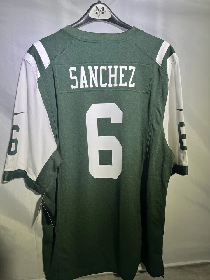 Nike NFL New York Jets Talla Para Hombres L #6 Mark Sanchez Camiseta Sobre el Campo Verde Blanco Foto 2 de 4