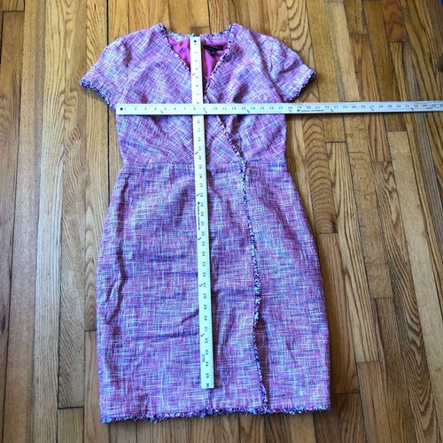 Banana Republic Neu mit Etikett Damen rosa Faux Wickel Tweed Boucle Kleid Größe 14 - Bild 4 von 11