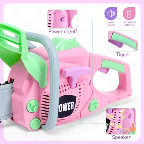 Toy Chainsaw for Kids, Family Day Games Pretend Play Series Kids Tool Pink - Picture 4 of 7