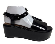 Jeffrey Campbell Ibiza Women's Platform Sandal Black Patent Leather Size 8.5 NEW