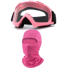 immoono Pink Motorcycle Goggles w/ Balaclava for Women/Girls - ATV Dirt Bike Ski