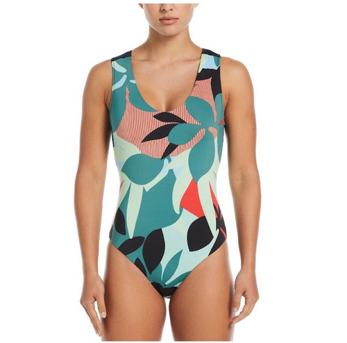 Nike Swim Jungle Floral Keyhole Back Green Bathing Suit Swimsuit Womens Sz L New