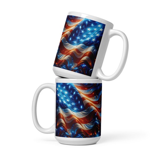 Kaffeebecher mit amerikanischer Flagge - patriotisch USA Stars and Stripes Keramiktasse Geschenk - Bild 3 von 4