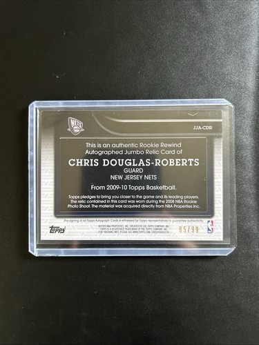 2009-10 Topps Rookie Rewind Jumbo Relic /99 Chris Douglas-Roberts #JJA-CDR Auto - Picture 2 of 2