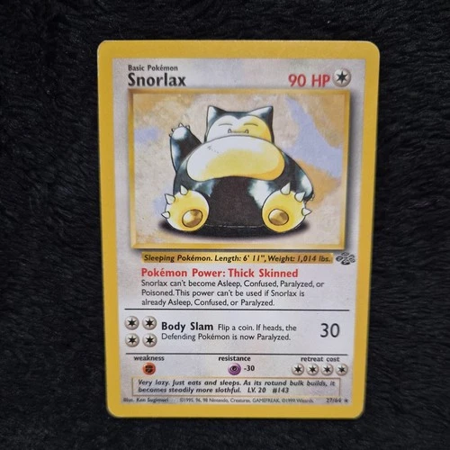 Snorlax - 27/64 - Rare - Unlimited Edition Jungle - Non-Holo MP