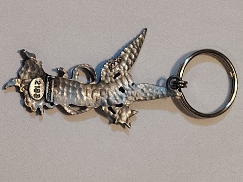 Vintage JJ Jonette Spoontiques Pewter Gairdian Angel Rhinestone Pendant Keychain - Picture 8 of 16