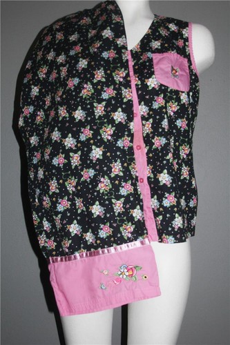 2 Pc Mary Engelbreit Classic Print Embroidered Sleeveless Capri Pajamas Wm's M