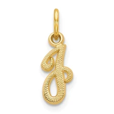 14k Yellow Gold Script Letter J Initial Charm Pendant Perfect Gift for Her