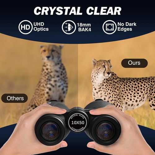 Binoculares HD de 10 x 50 para adultos con adaptador de teléfono para observación de aves caza - Imagen 5 de 6