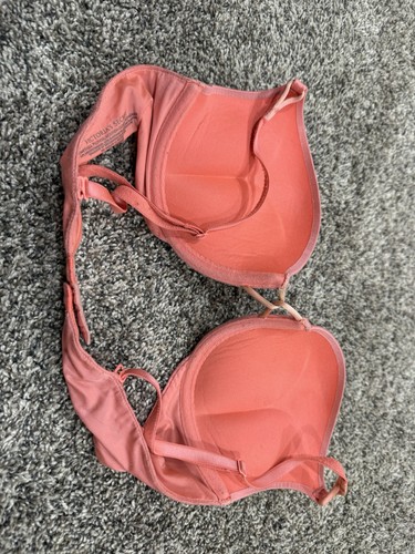 Victoria’s Secret Bombshell Plunge 36B korallenrosa Glitzer BH Push Up C3 - Bild 3 von 6