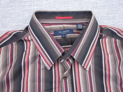 Ted Baker Hemd Herren Größe 5 passt L Braun Mix Gestreift Knopfleiste Langarm - Bild 3 von 10
