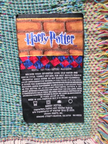 Harry Potter Der Schlüssel Wandteppich Überwurf Decke gewebt Vintage 2000 46" x 60" - Bild 7 von 9