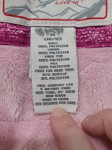 FREE COUNTRY faux Fur PINK hooded Girls Jacket Coat GIRLS 10-12 M medium EUC - Picture 19 of 23