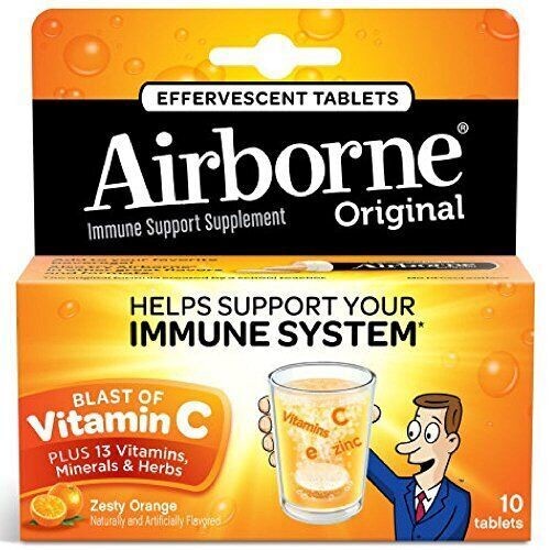Airborne Effervescent Tablets Immune Support Supplement Zesty Orange 10ct 3 Pack - Picture 2 of 4