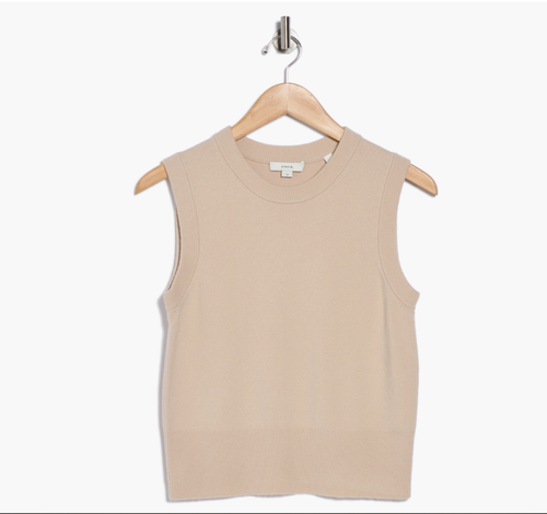 NWT $395 VINCE Crewneck Wool Blend Top S- Light Oak - Picture 2 of 4