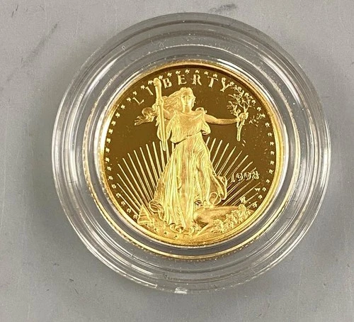 1998 W US 1/10th ozt Proof Gold $5 Eagle Coin in orig caps L23756