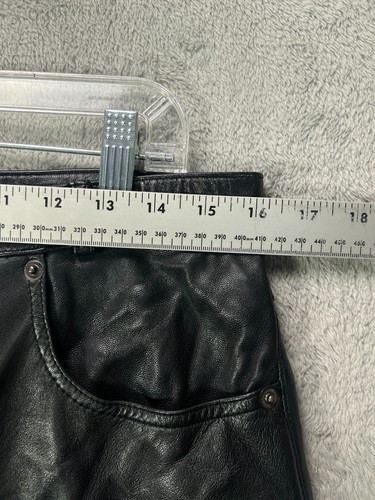 Vintage Whet blau gefütterte Lederhose Größe 14 90er schwarz Lederhose gerade 32 x 32 - Bild 5 von 13