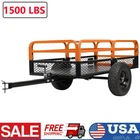 Heavy ATV Trailer Steel Tow Behind Dump Cart 1500 LBS 15 Cu ft W/ Removable Side