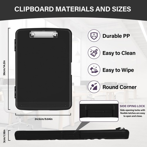 Clipboard with Storage, High Capacity Clip Boards 8.5x11 with Storage, Plasti... - Picture 4 of 7