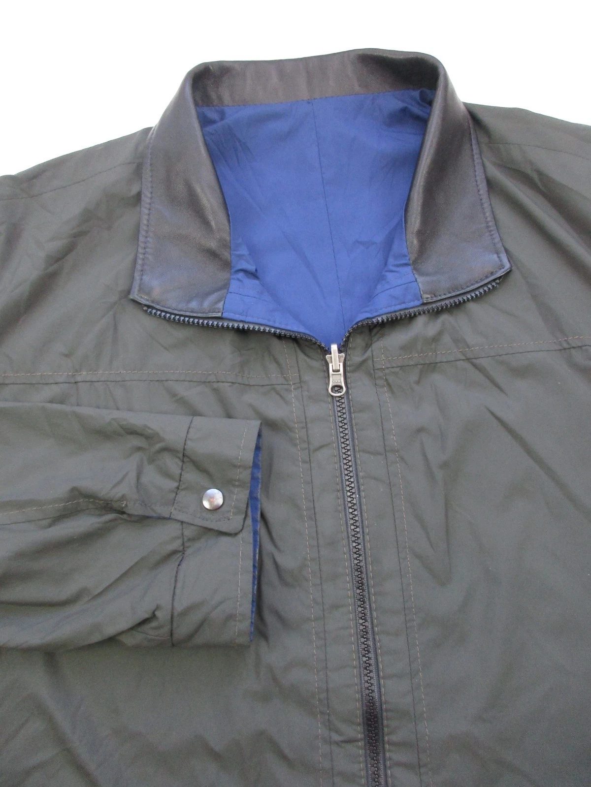 Mens 2XL Remy Rochester Jacket Reversible Windbreaker Leather Lambskin trim - product detail image 1