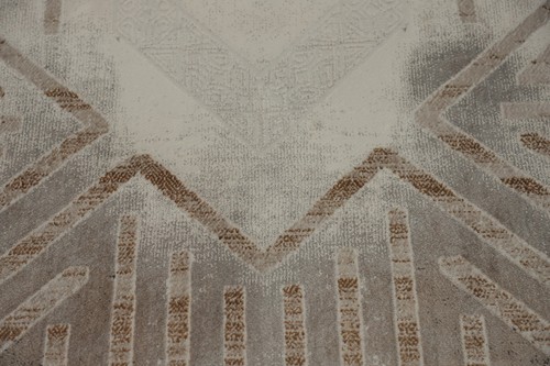 Elegant Geometric Patterned Rug 5x8 in Neutral Tones Contemporary Turkish Carpet - Picture 5 of 14
