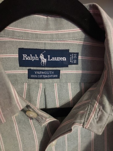Ralph Lauren Hemd Herren 16-34 grün lila gestreift Button Down Yarmouth 100% Kinderbett - Bild 3 von 5