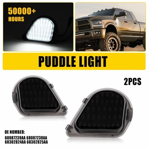 LED Side Towing Mirror Puddle Light For Dodge Ram 10-22 1500 Classic 2500 3500 W