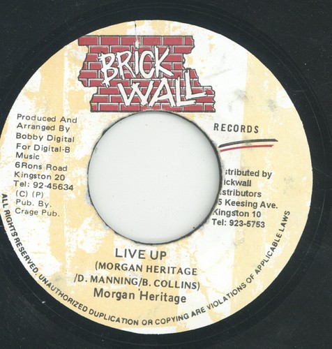 " LIVE UP." morgan heritage. BRICK WALL 7in 1997.