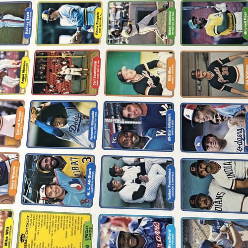 Hoja de 132 tarjetas de béisbol Vinateg 1982 Fleer sin cortar hoja E, Yaz, Henderson, ++ - Imagen 7 de 12
