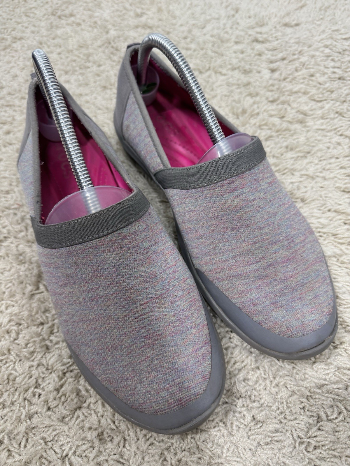 Crocs Duet Busy Day Womens Slip On Shoes Size 10 Gray Pink Comfort Stretch