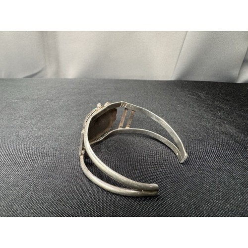 Southwestern JW Signed Sterling Silver Turquoise Cuff Bracelet 20grams - Picture 9 of 18