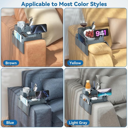 Couch Arm Getränkehalter CLESOO Tablett Antirutsch Blau  - Bild 9 von 9