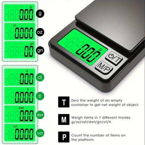 Digitale Taschenwaage 1000 g x 0,1 g Mini Gramm Schmuck Lebensmittel Waage LCD Hintergrundbeleuchtung - Bild 21 von 26