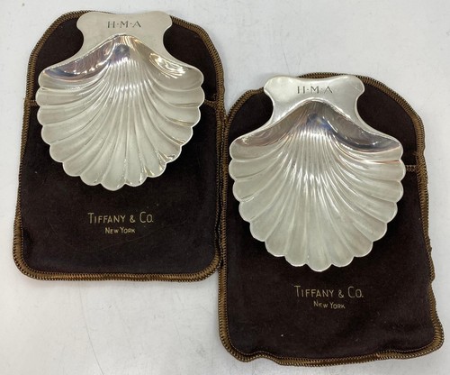 2 Tiffany & Co Makers Sterling 925 Shell Lozenge Butter Bon Bon Monogram HMA