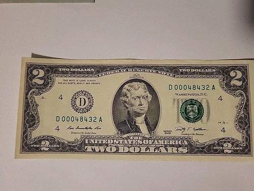 2009 Two Dollar Bill $2 Federal Reserve Note UNC LOW SERIAL NUMBER #55101 - Picture 1 of 3