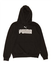 PUMA Womens Graphic Hoodie Jumper UK 10 Small Black Cotton AD09
