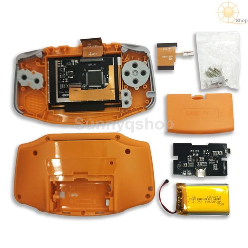 GBA IPS LCD Backlight Kit Drop in 1800mAh batteries with shell GameBoy Advance - Picture 2 of 19