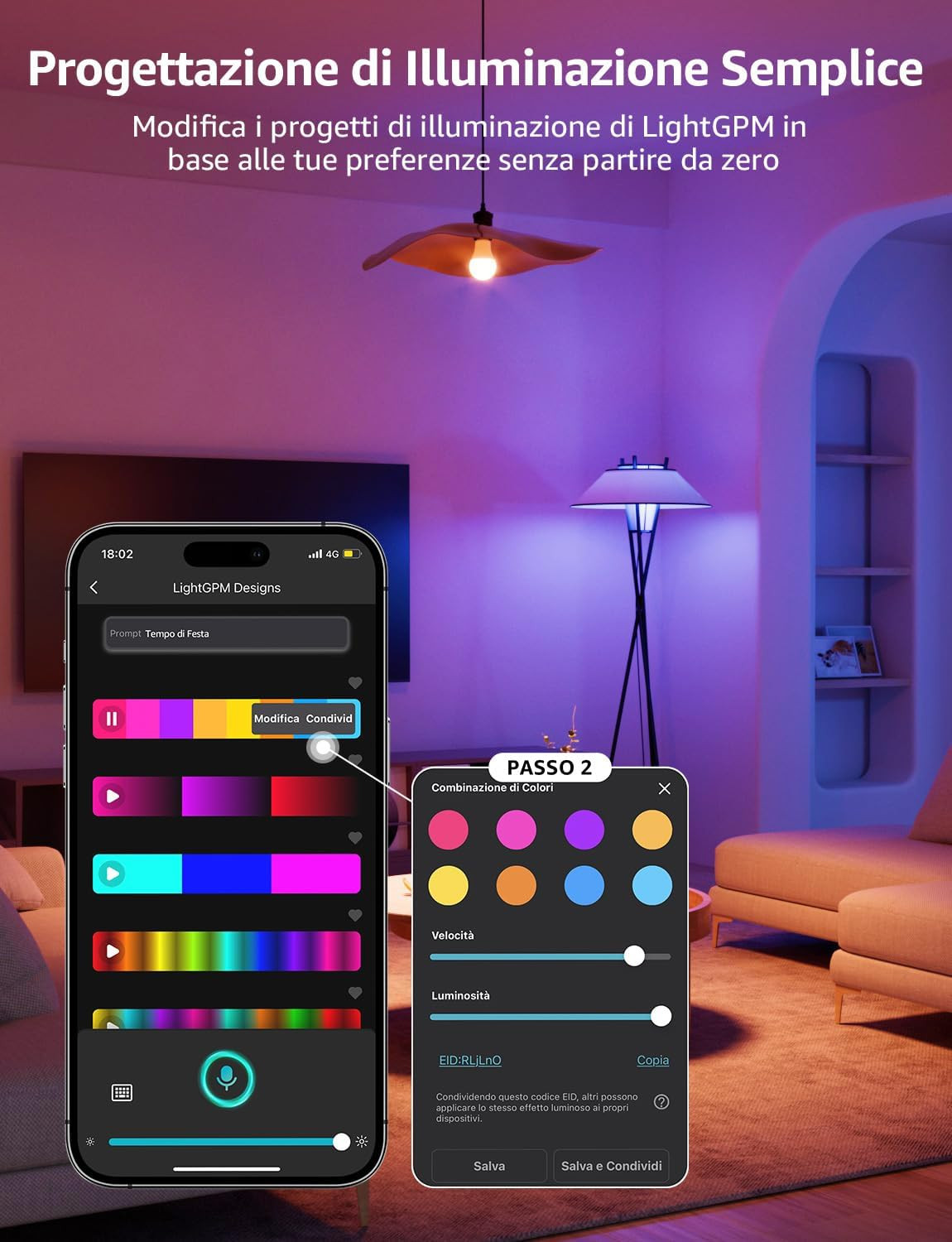 Lepro B1 Lampadina Smart E27 AI WiFi Bluetooth RGBW 8.5W 806LM - 4