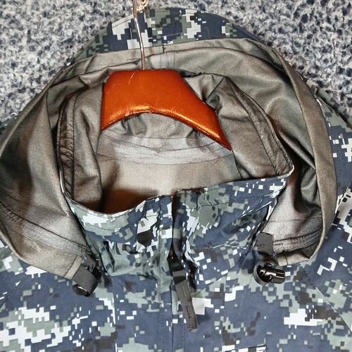 Parka Working US Navy Jacket Men's L Gore-Tex Hooded Camouflage Nylon Gray Blue - Picture 7 of 19