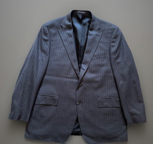 J. Press Presstige Wool Gray Chalk Stripe 3/2 Flat Front Suit 44 R - Picture 4 of 12