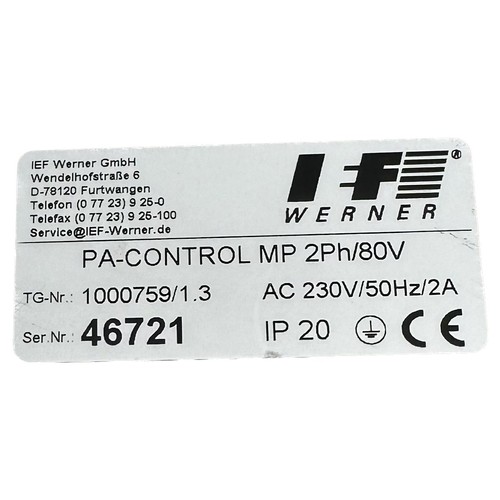 LK2811 Servoregolatore IEF Werner PA-Control MP 2PH/80V 1000759/1.3 46721 - Foto 3 di 3