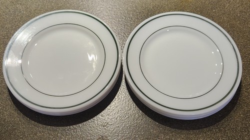 Juego de 8 platos de cena PYREX / CORNING 9" a rayas verdes artículos de restaurante  - Imagen 7 de 9