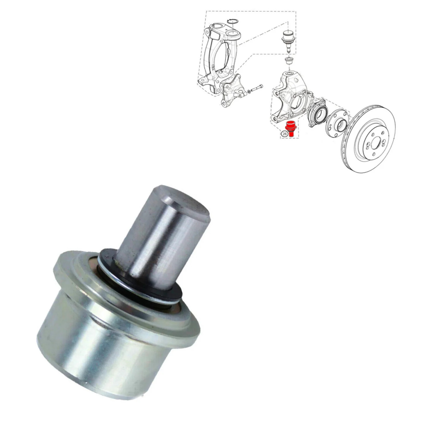 Rotule de moyeu réversible 7711167656 en acier forgé pour Clio 3 et Megane 3 RS