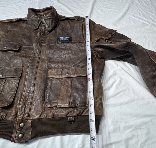 VTG 80s Leather Vetter Rex Marsee Design Aviator Flight Bomber Jacket Lined Sz46 - Picture 10 of 24