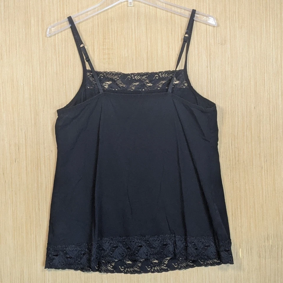 Camiseta sin mangas APT 9 Essentials negra con ribete de encaje cami capas elásticas informal para mujer XL Foto 3 de 4